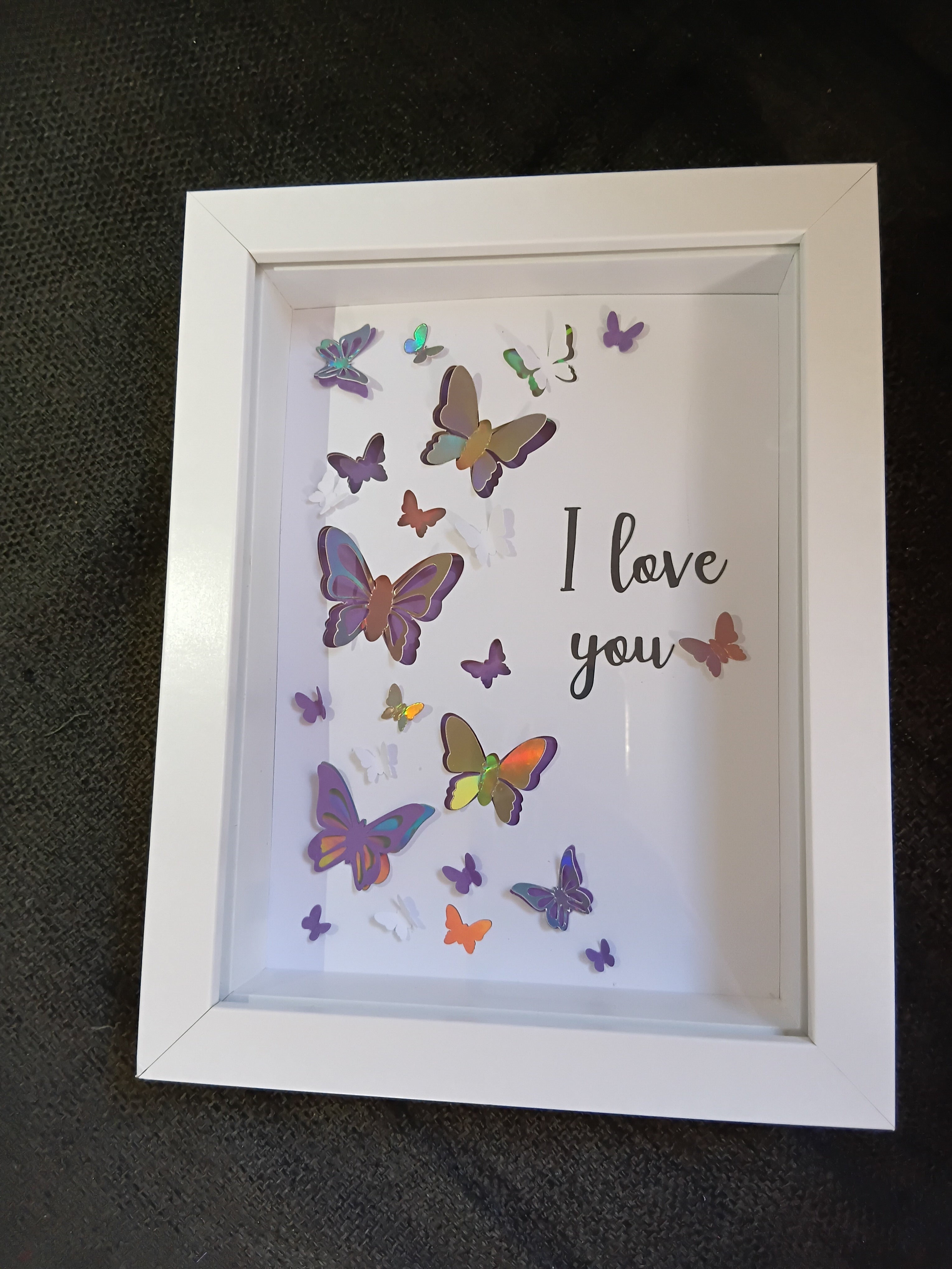 I Love You Butterfly Shadow Box 20cm x 15cm