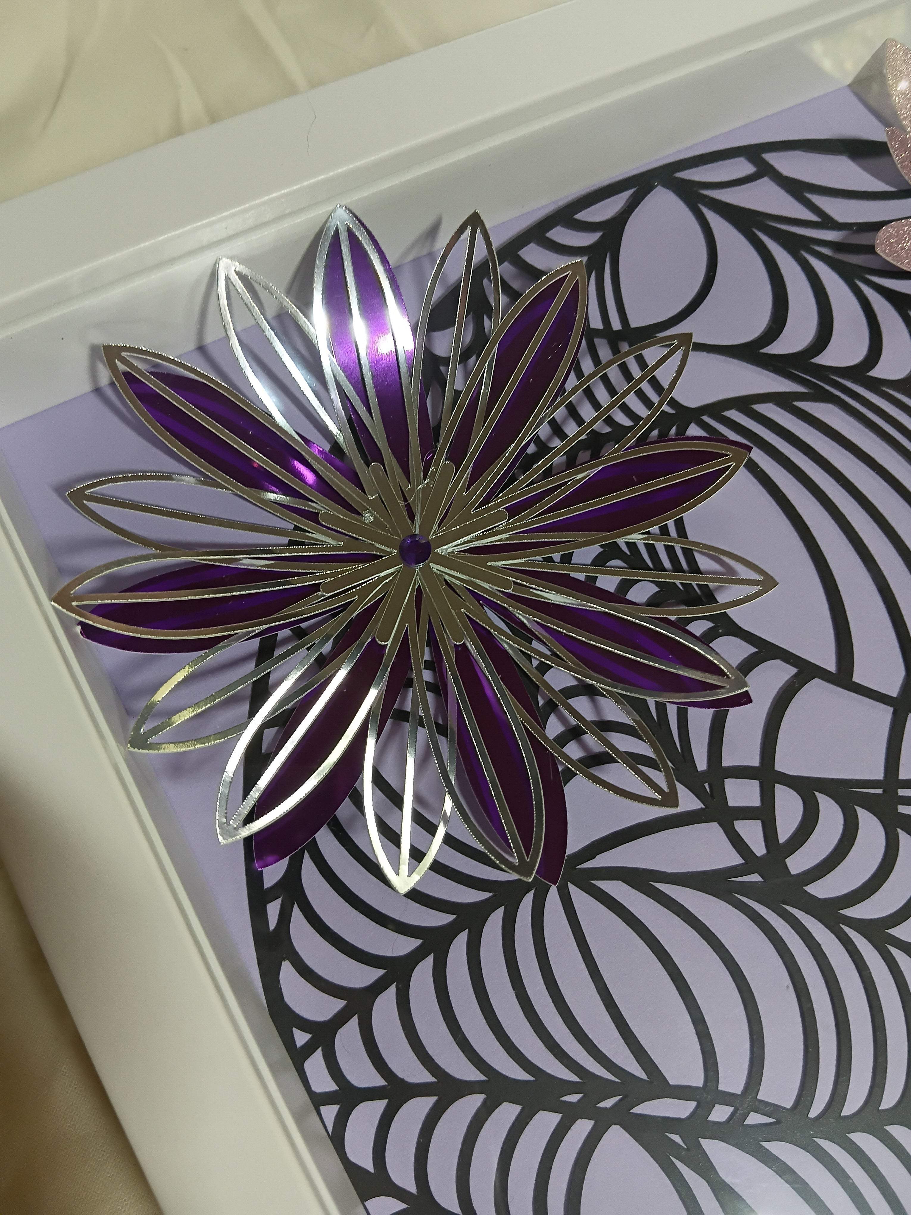 Intricate Spider Web & Floral 30cm x 30cm frame