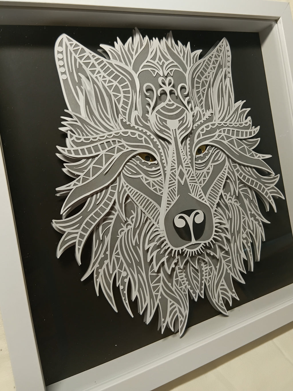Layered wolf shadow box