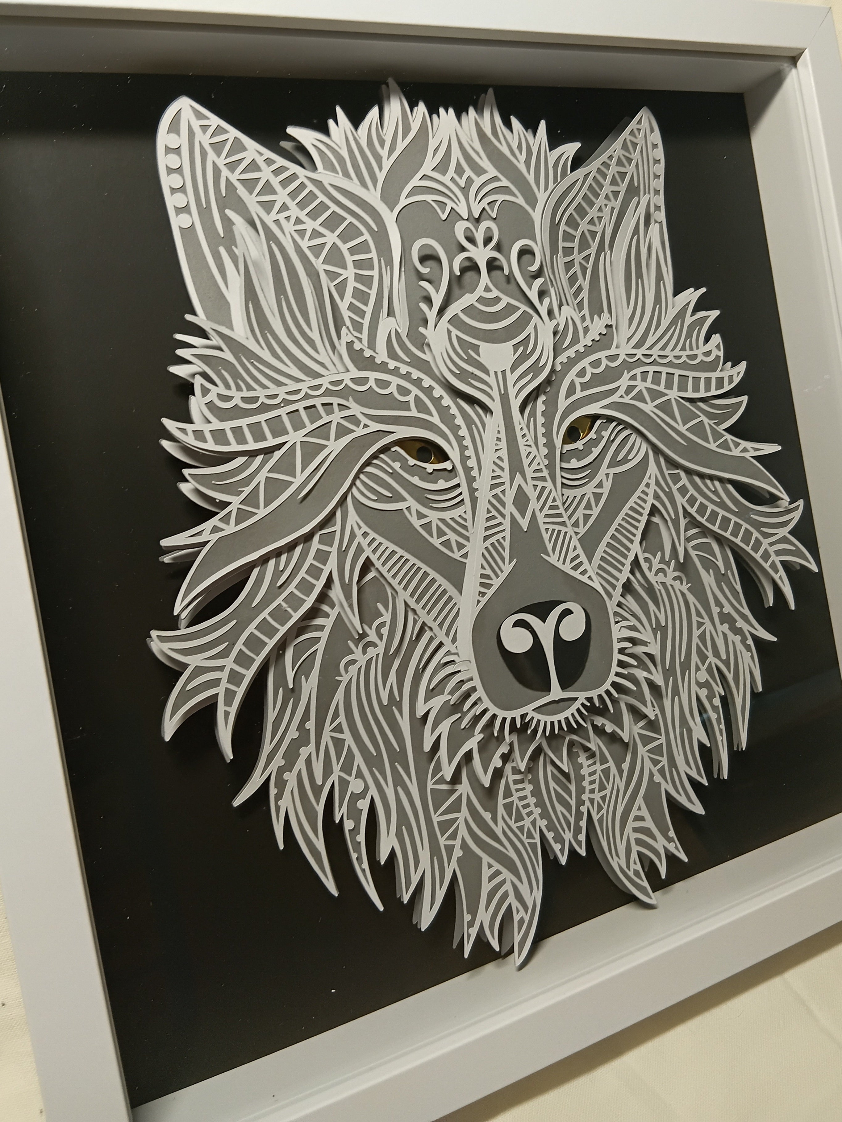 Layered wolf shadow box