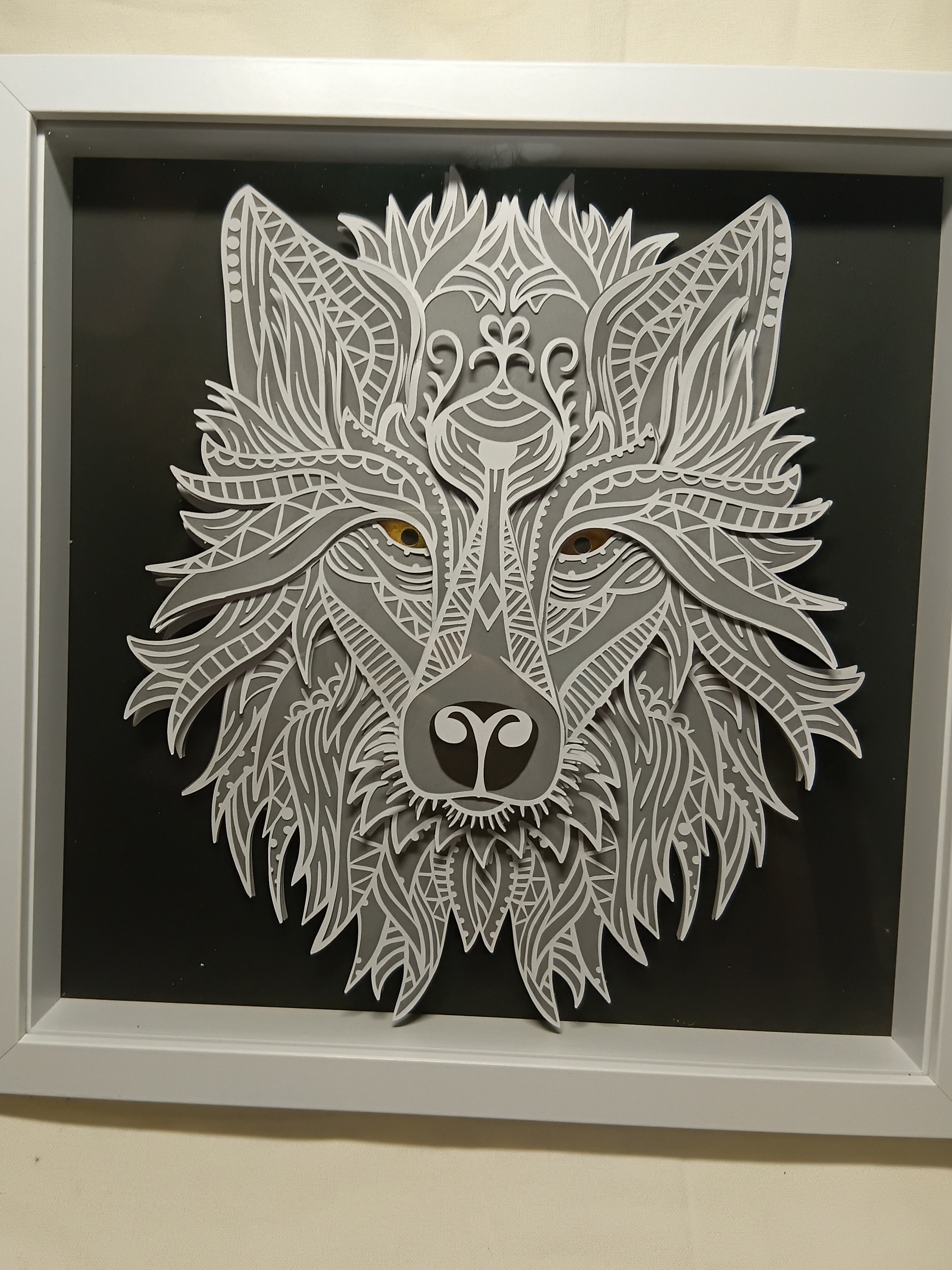 Layered wolf shadow box