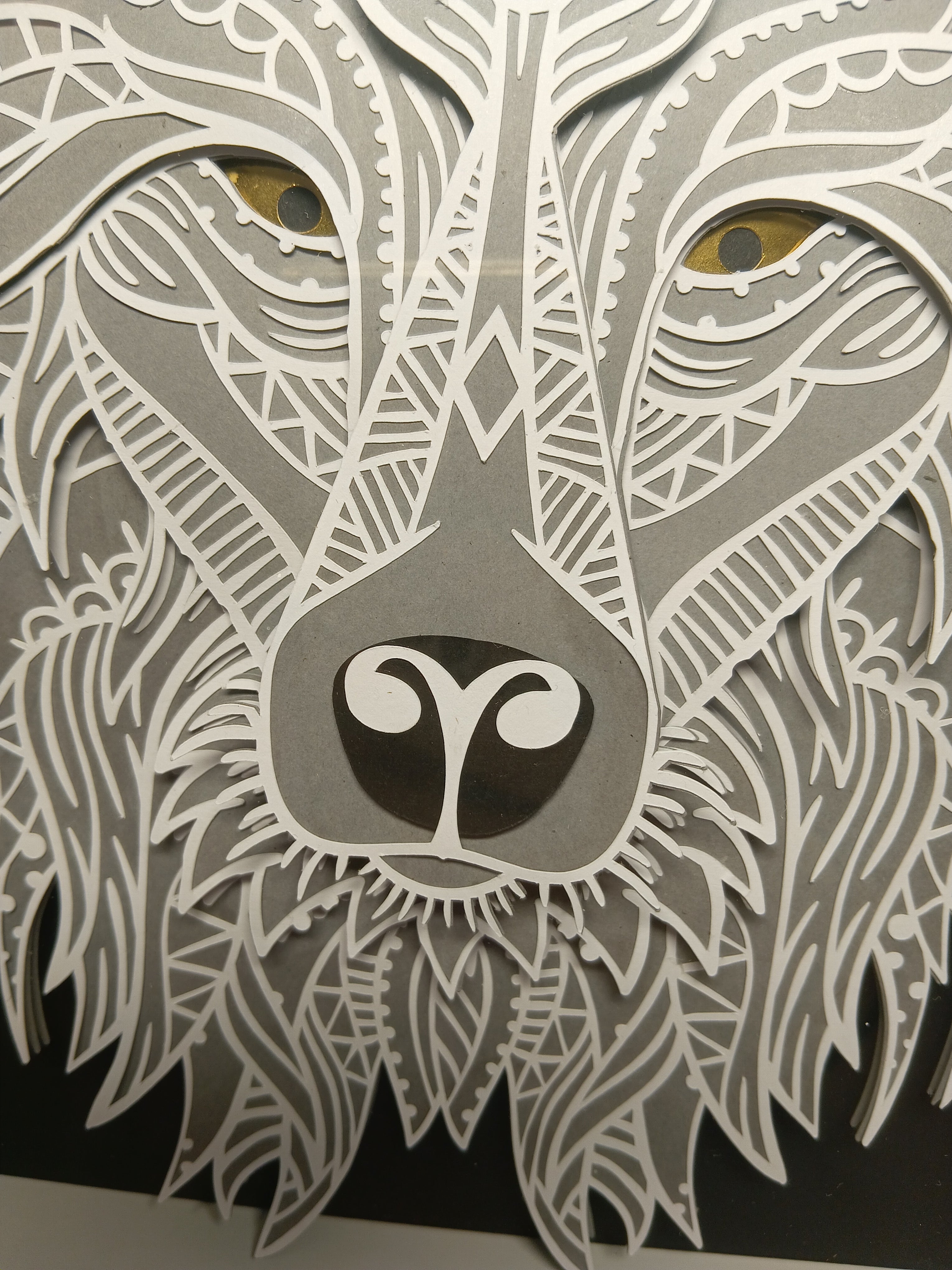 Layered wolf shadow box