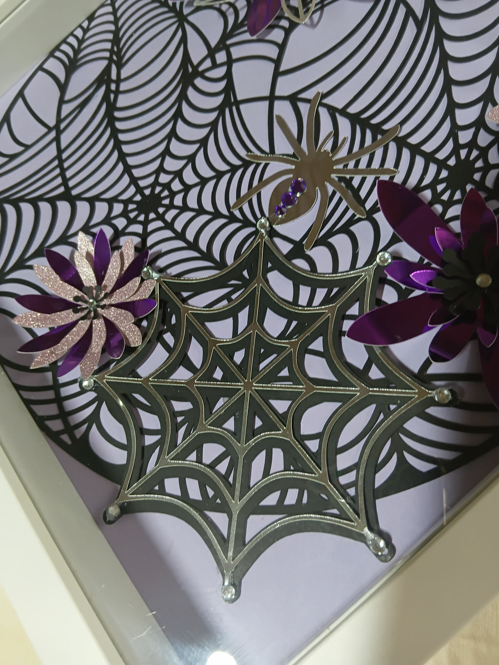 Intricate Spider Web & Floral 30cm x 30cm frame