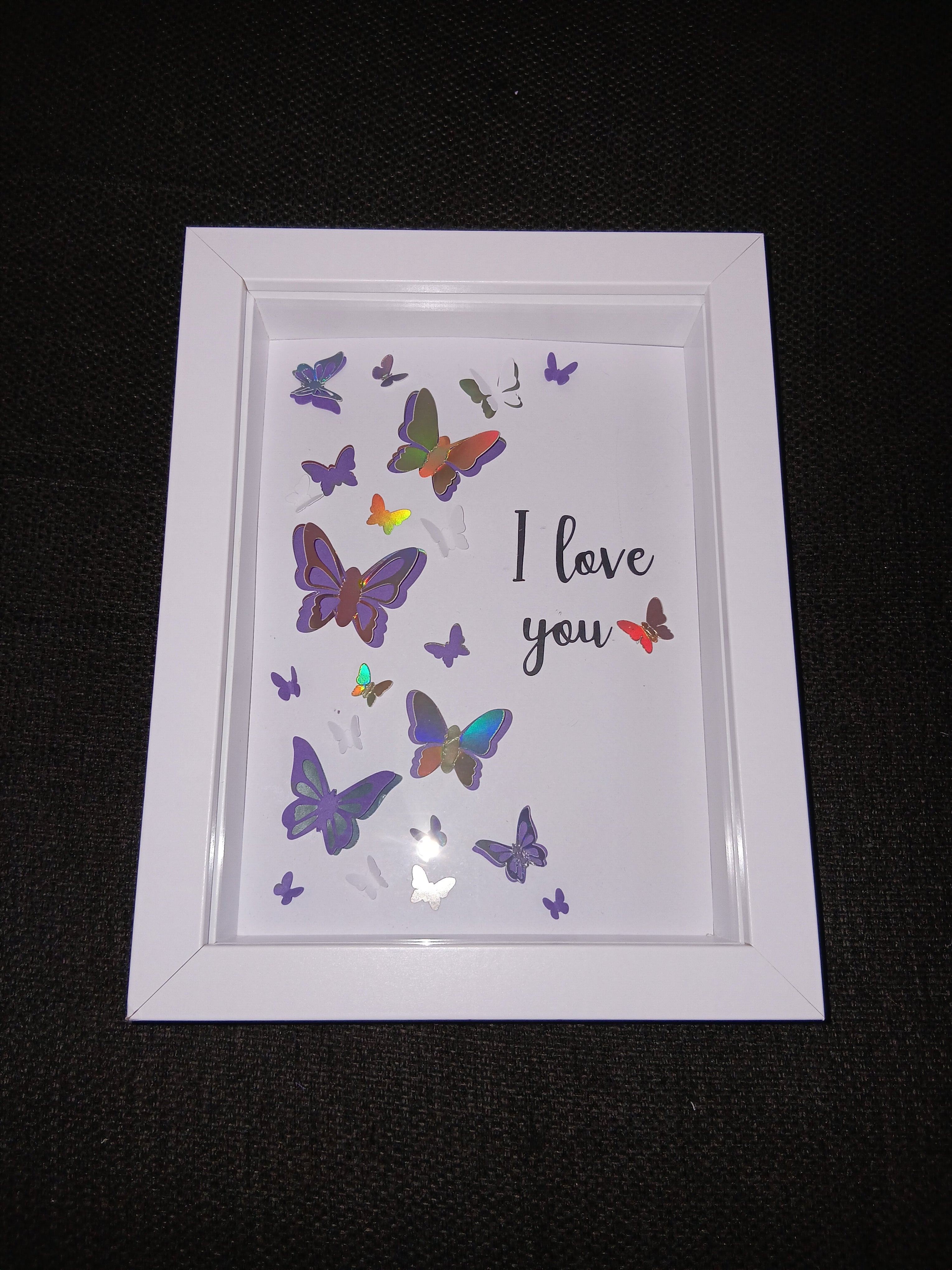 I Love You Butterfly Shadow Box 20cm x 15cm